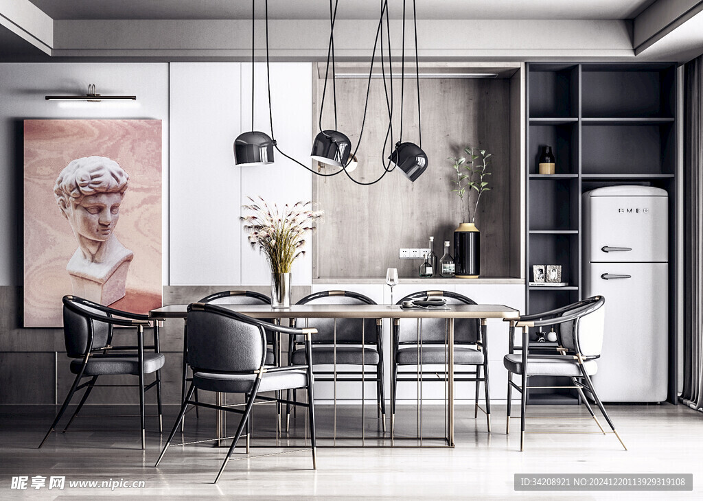 日式家居北欧圆桌装修原木风餐厅