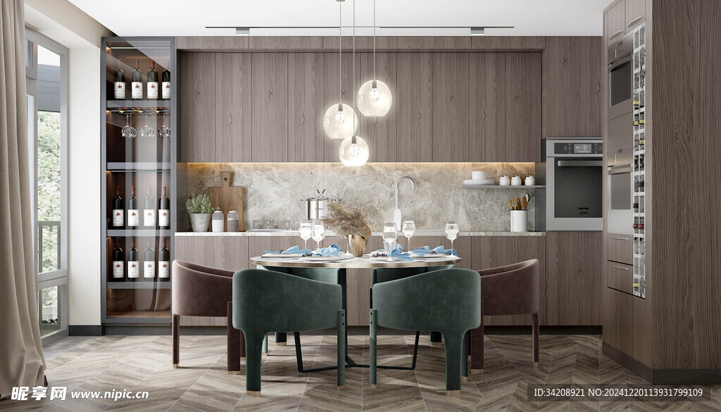 日式家居北欧圆桌装修原木风餐厅