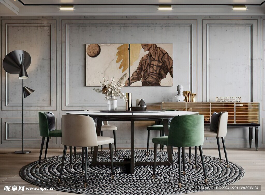 日式家居北欧圆桌装修原木风餐厅