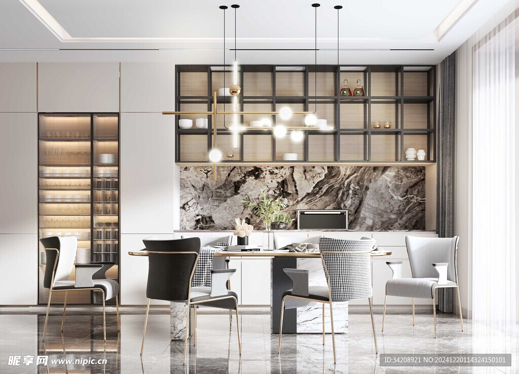 欧美式现代家居餐厅餐边柜家设计