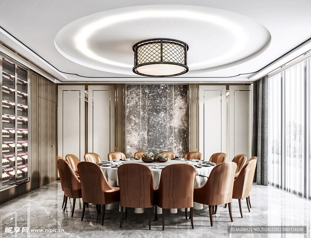 新中式家居装修复古风餐厅餐边柜