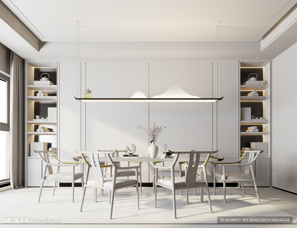 新中式家居装修复古风餐厅餐边柜