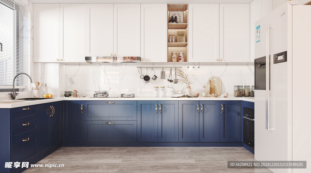 北欧厨房家居装修餐厅圆桌餐边柜