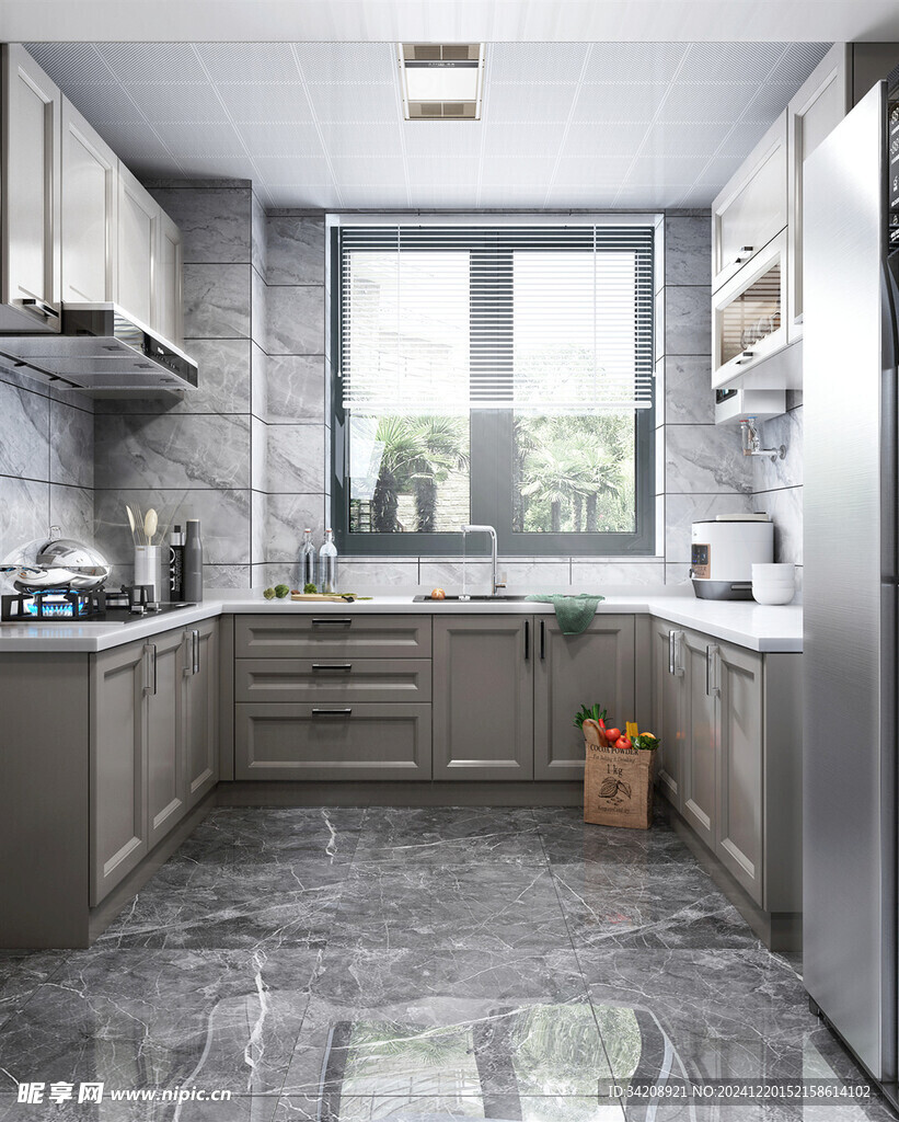 北欧厨房家居装修餐厅圆桌餐边柜