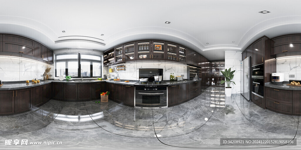 新中式厨房家装修餐厅复古餐边柜