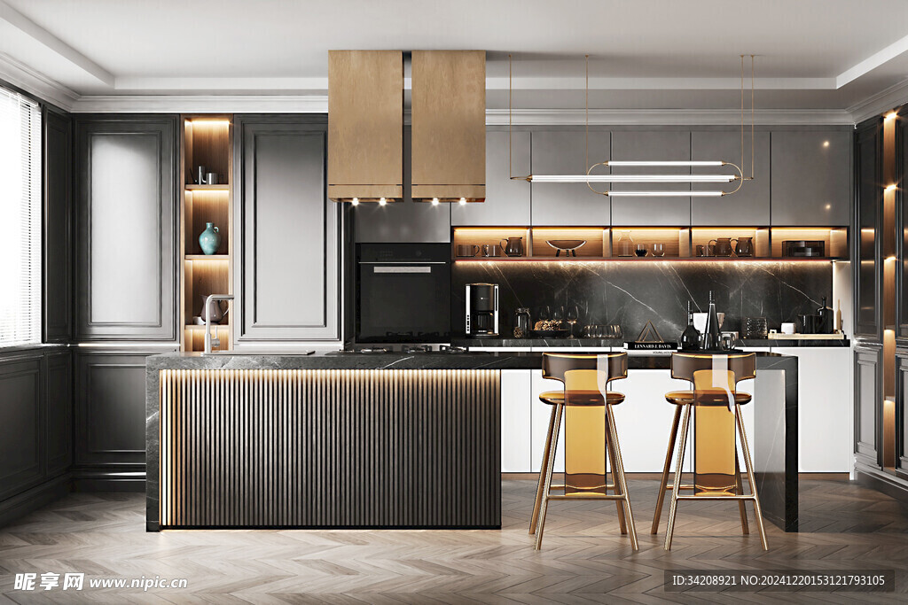 现代简约极简风高级感厨房餐厅柜