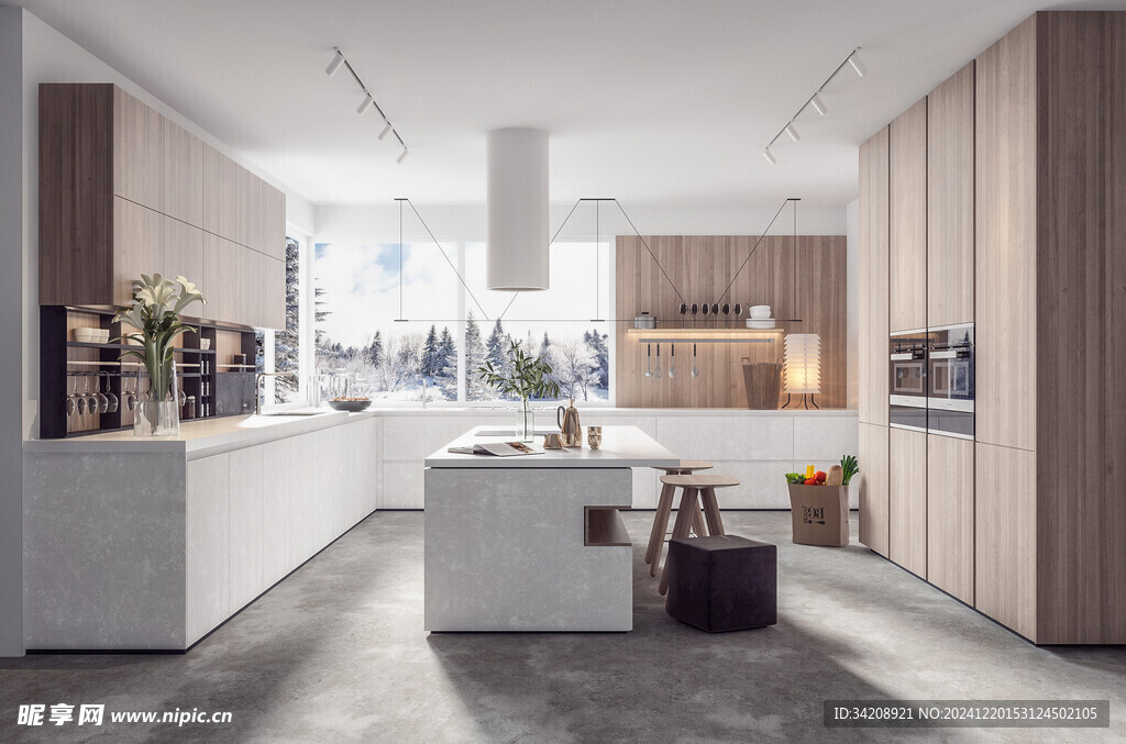 现代简约极简风高级感厨房餐厅柜