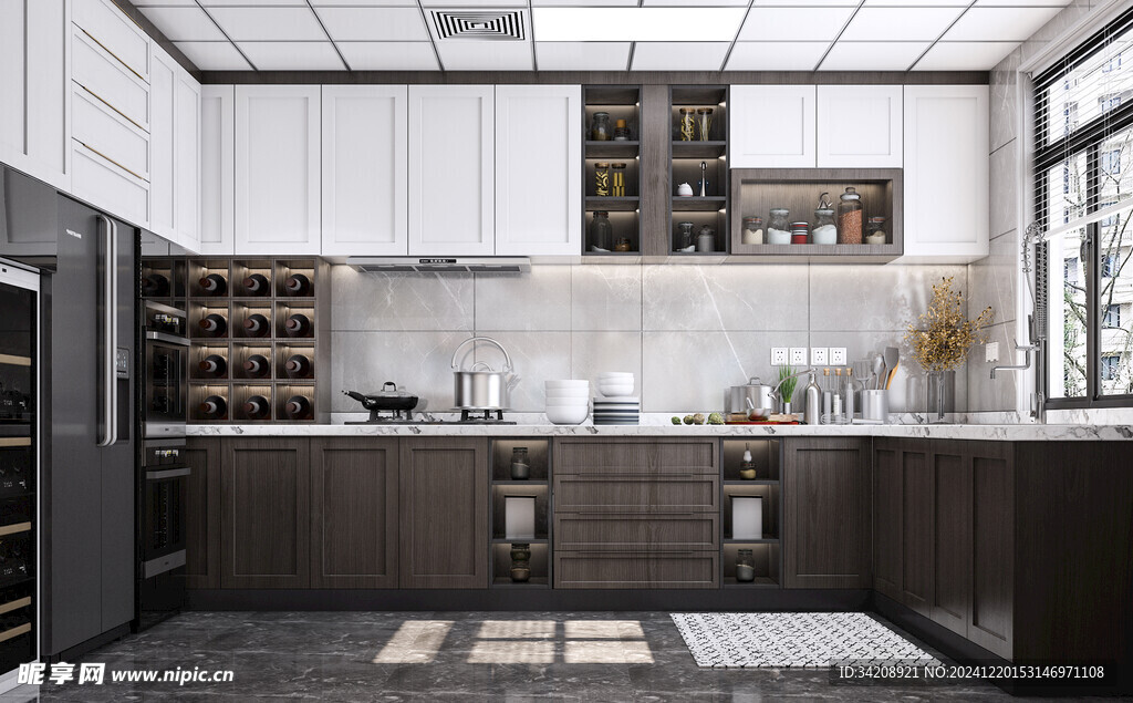 现代简约极简风高级感厨房餐厅柜