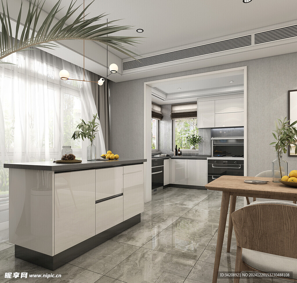 现代简约极简风高级感厨房餐厅柜