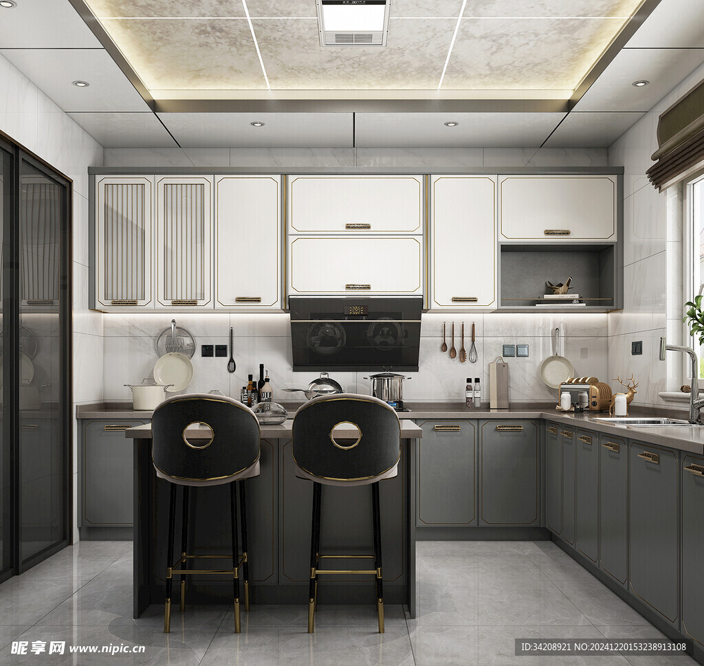 现代简约极简风高级感厨房餐厅柜