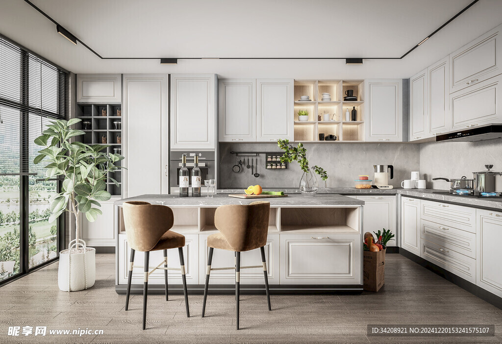 现代简约极简风高级感厨房餐厅柜