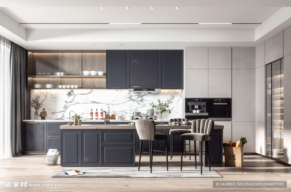 现代简约极简风高级感厨房餐厅柜