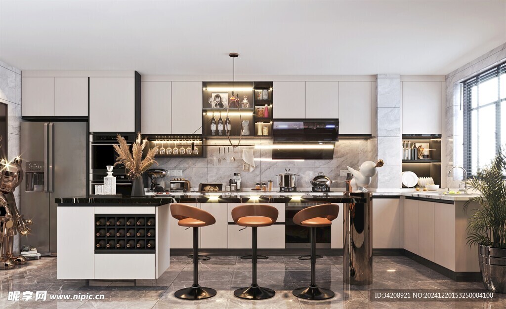 现代简约极简风高级感厨房餐厅柜