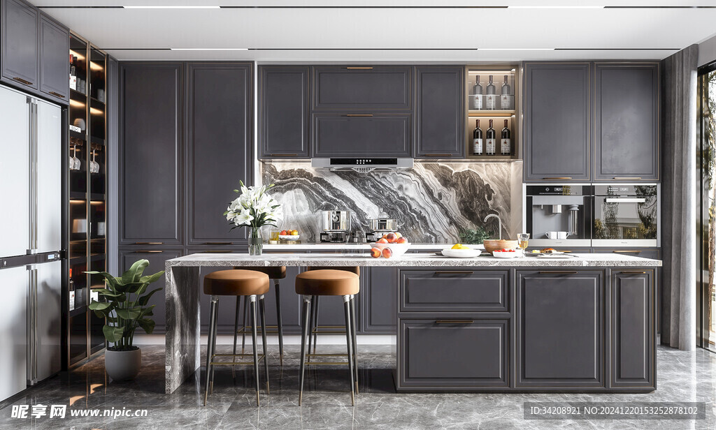 现代简约极简风高级感厨房餐厅柜