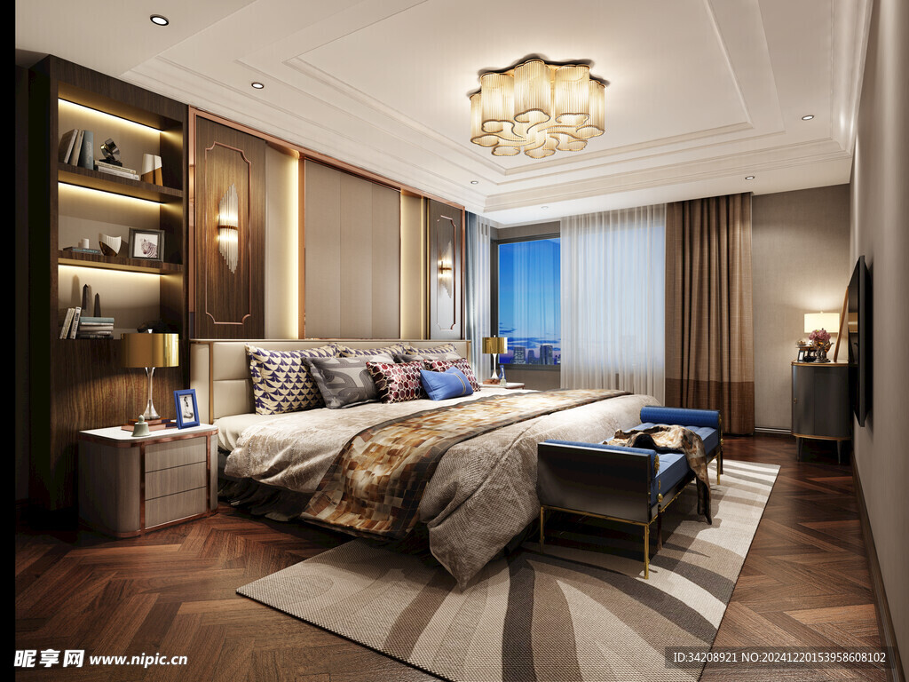 柜子硬装设计装修饰卧室软装现代