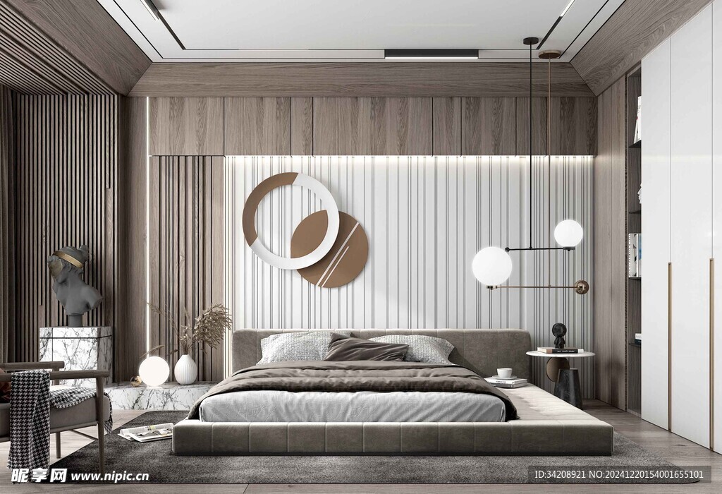 柜子硬装设计装修饰卧室软装现代