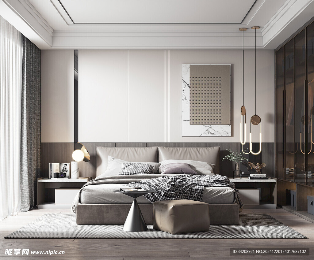 柜子硬装设计装修饰卧室软装现代