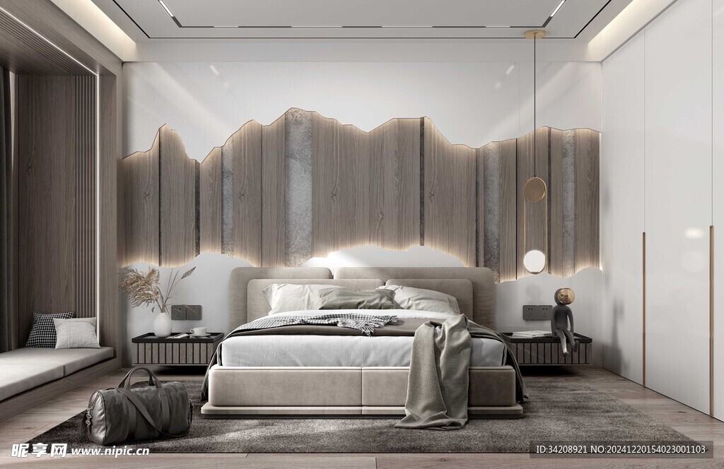 柜子硬装设计装修饰卧室软装现代