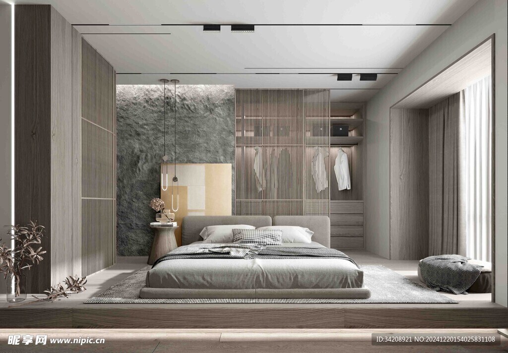 柜子硬装设计装修饰卧室软装现代