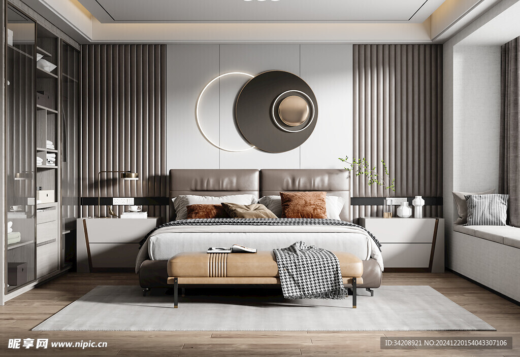 柜子硬装设计装修饰卧室软装现代