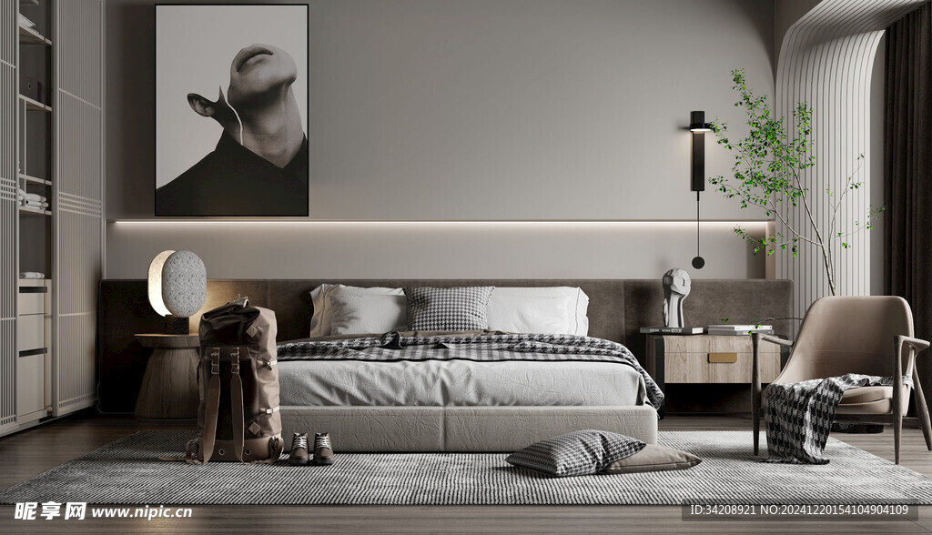 柜子硬装设计装修饰卧室软装现代