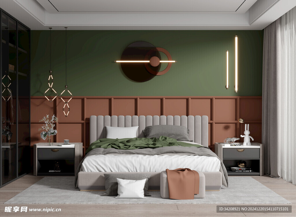 柜子硬装设计装修饰卧室软装现代