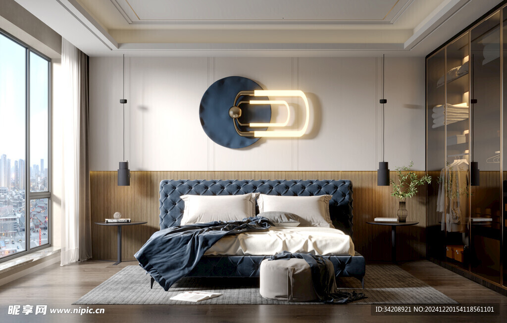 柜子硬装设计装修饰卧室软装现代