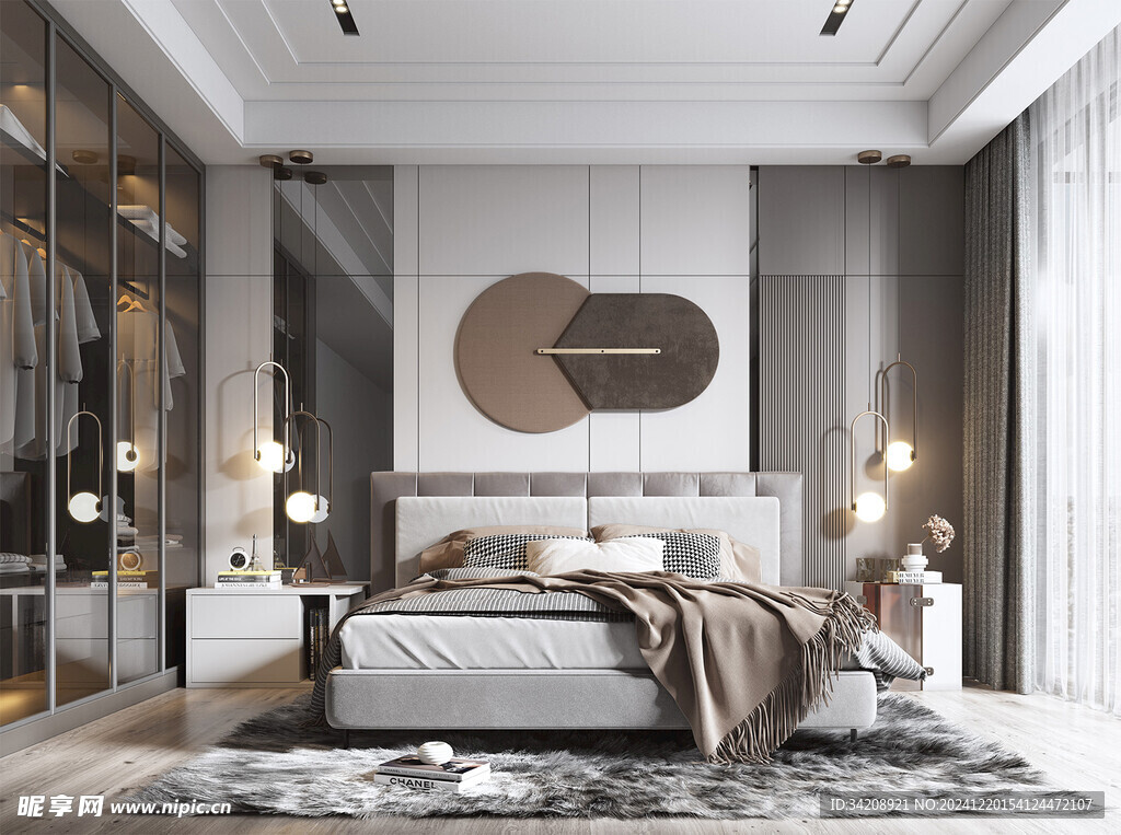 柜子硬装设计装修饰卧室软装现代