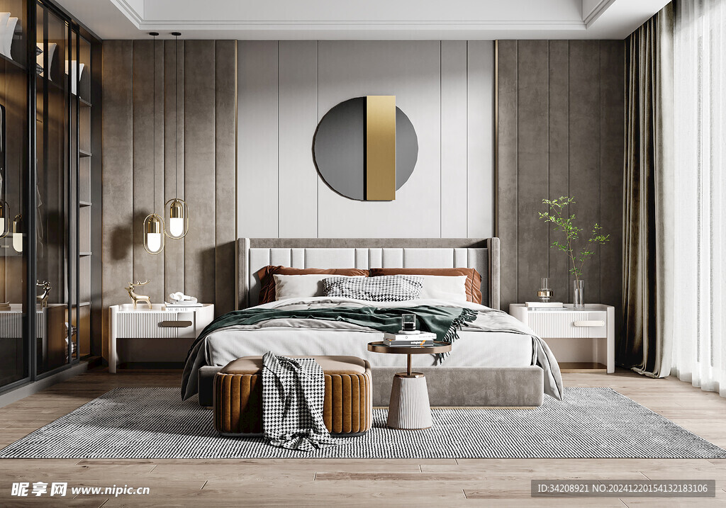 柜子硬装设计装修饰卧室软装现代