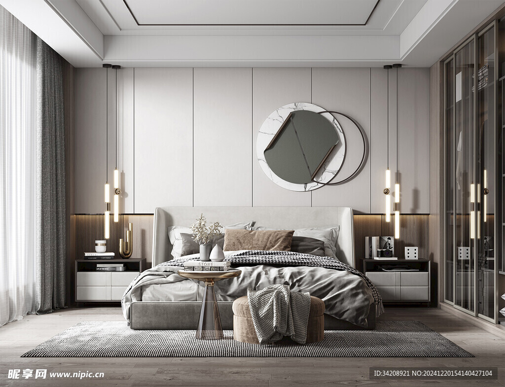 柜子硬装设计装修饰卧室软装现代