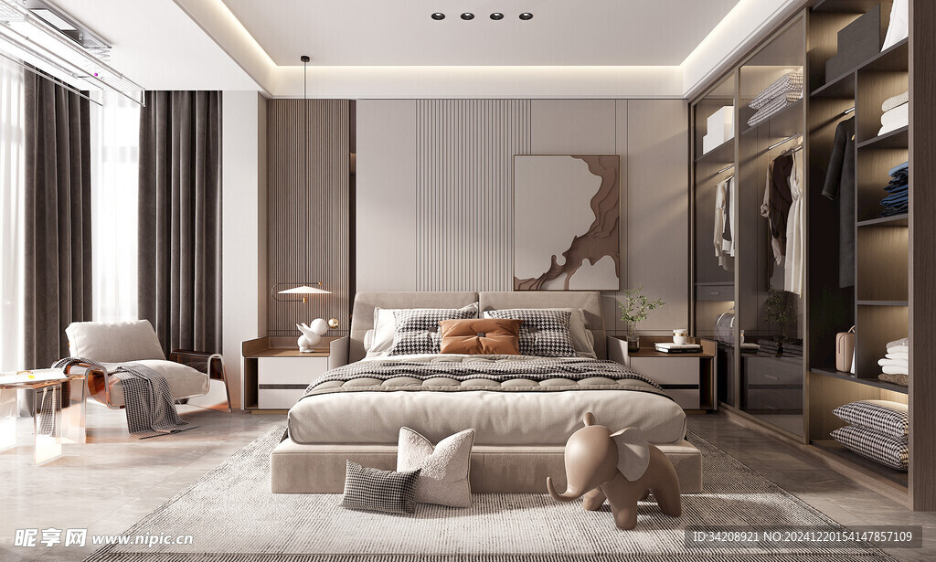 柜子硬装设计装修饰卧室软装现代