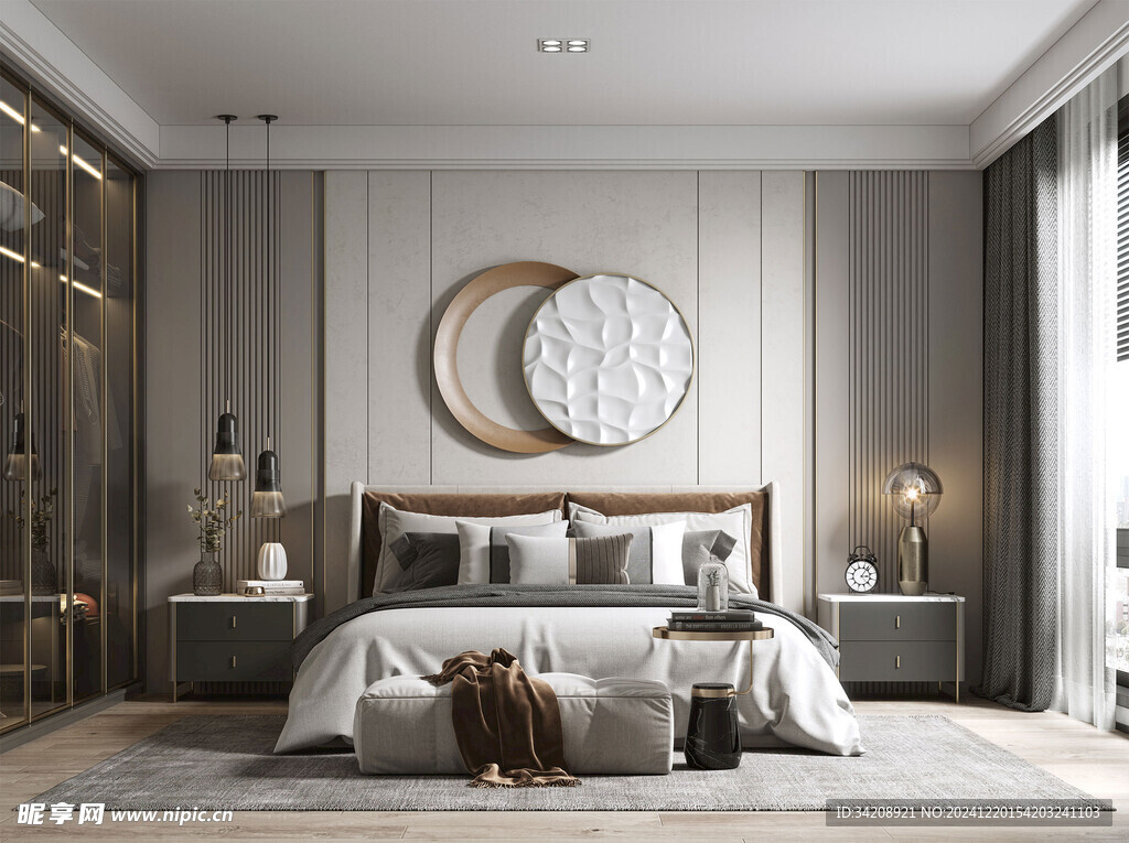 柜子硬装设计装修饰卧室软装现代