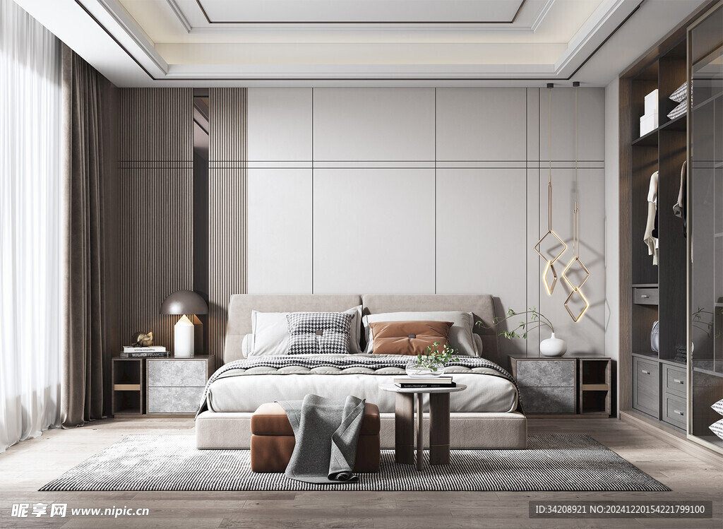 柜子硬装设计装修饰卧室软装现代