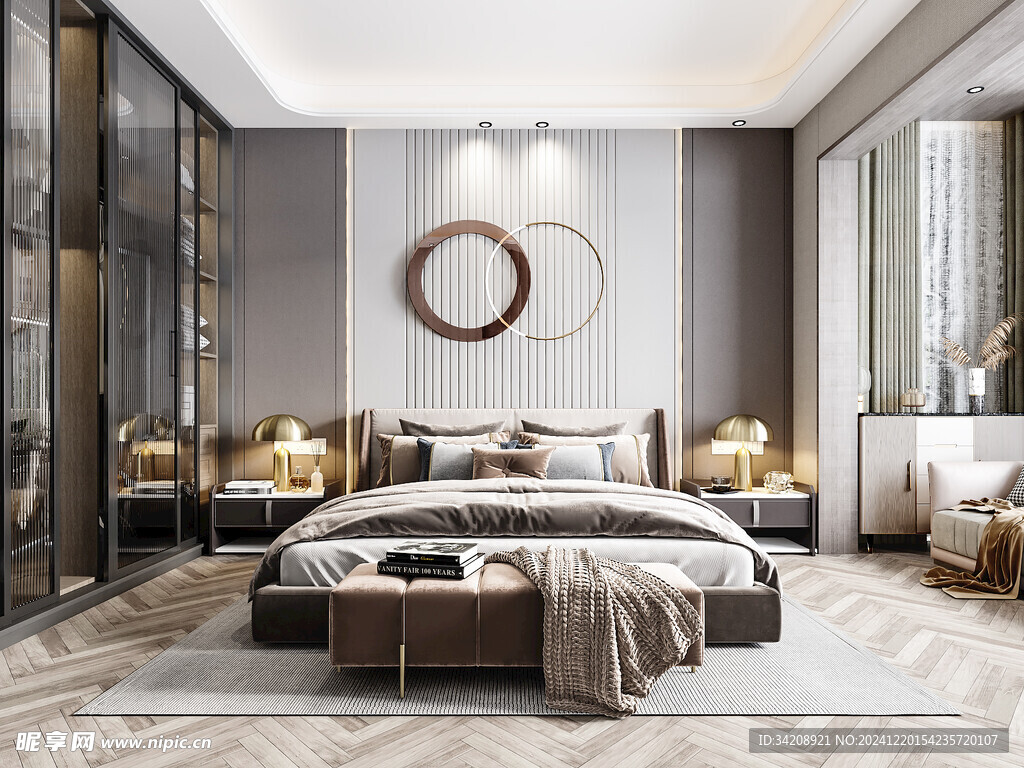 柜子硬装设计装修饰卧室软装现代