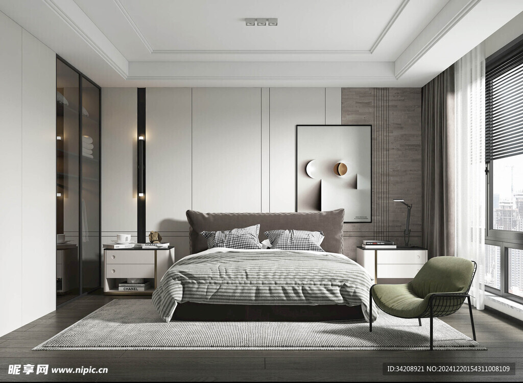 柜子硬装设计装修饰卧室软装现代