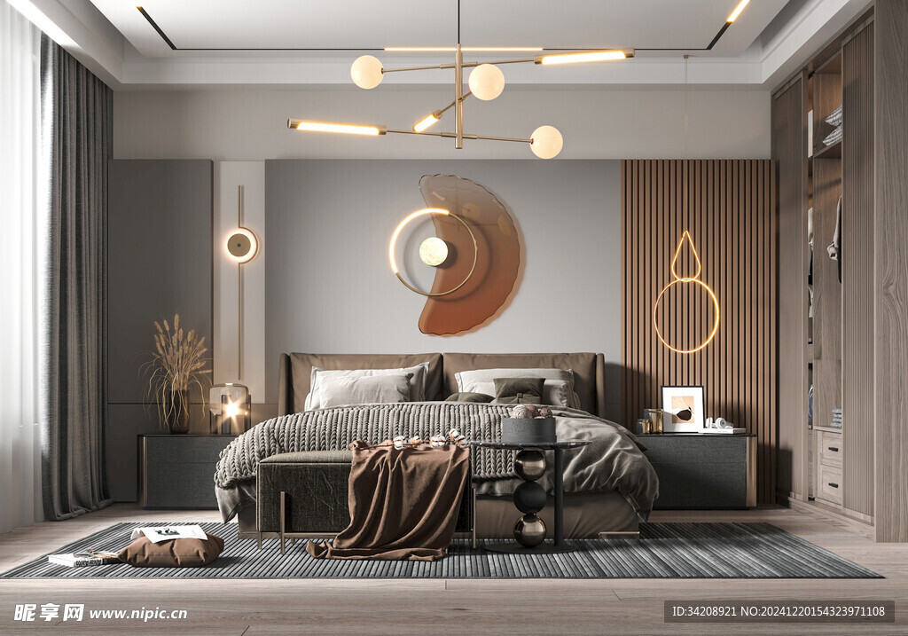 柜子硬装设计装修饰卧室软装现代