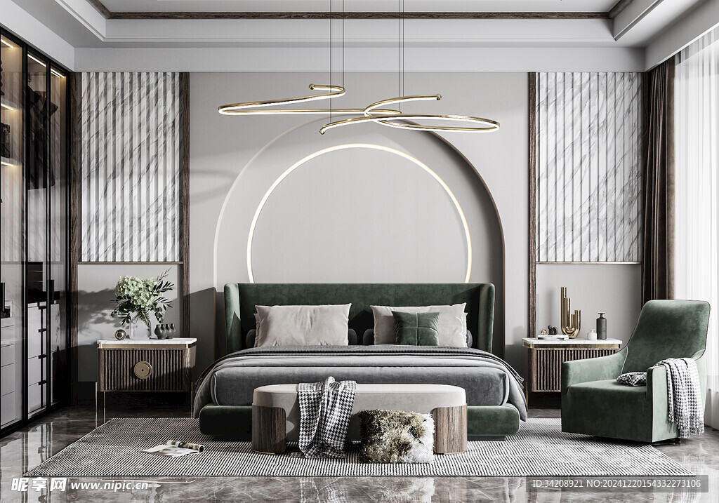 柜子硬装设计装修饰卧室软装现代