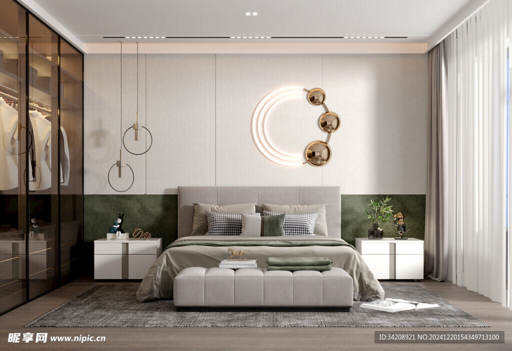 柜子硬装设计装修饰卧室软装现代