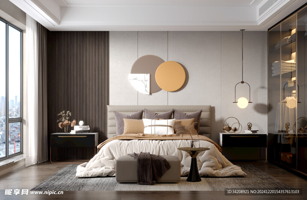 柜子硬装设计装修饰卧室软装现代