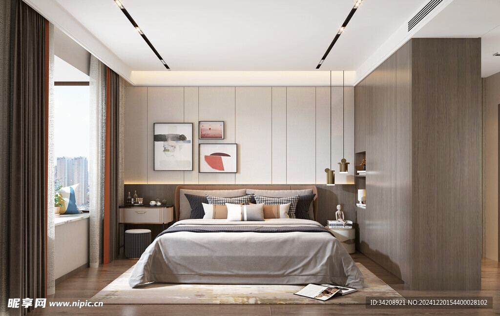 柜子硬装设计装修饰卧室软装现代