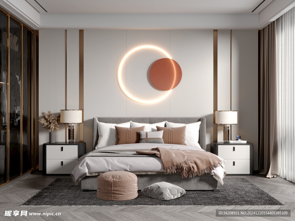 柜子硬装设计装修饰卧室软装现代