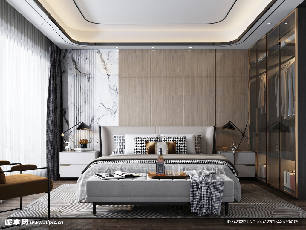 柜子硬装设计装修饰卧室软装现代