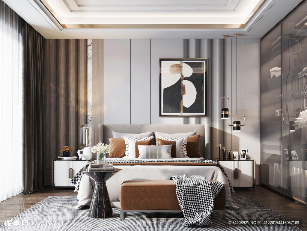 柜子硬装设计装修饰卧室软装现代