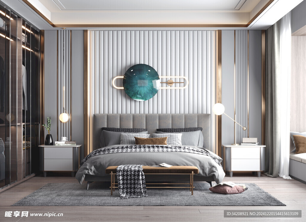 柜子硬装设计装修饰卧室软装现代