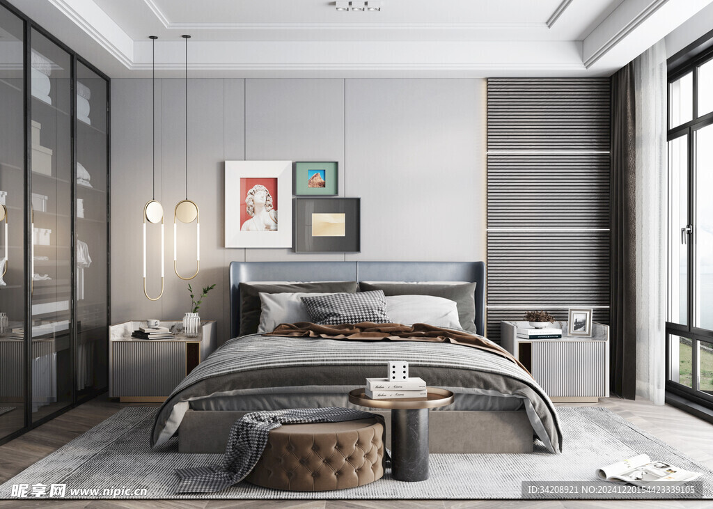 柜子硬装设计装修饰卧室软装现代