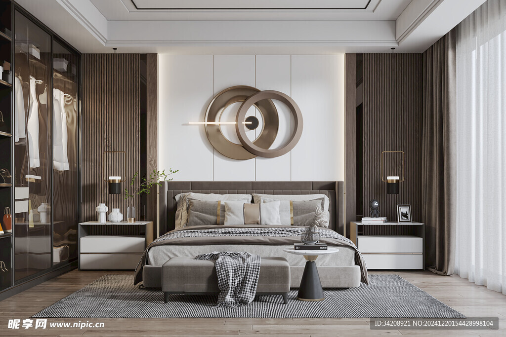 柜子硬装设计装修饰卧室软装现代