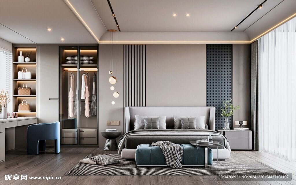 柜子硬装设计装修饰卧室软装现代