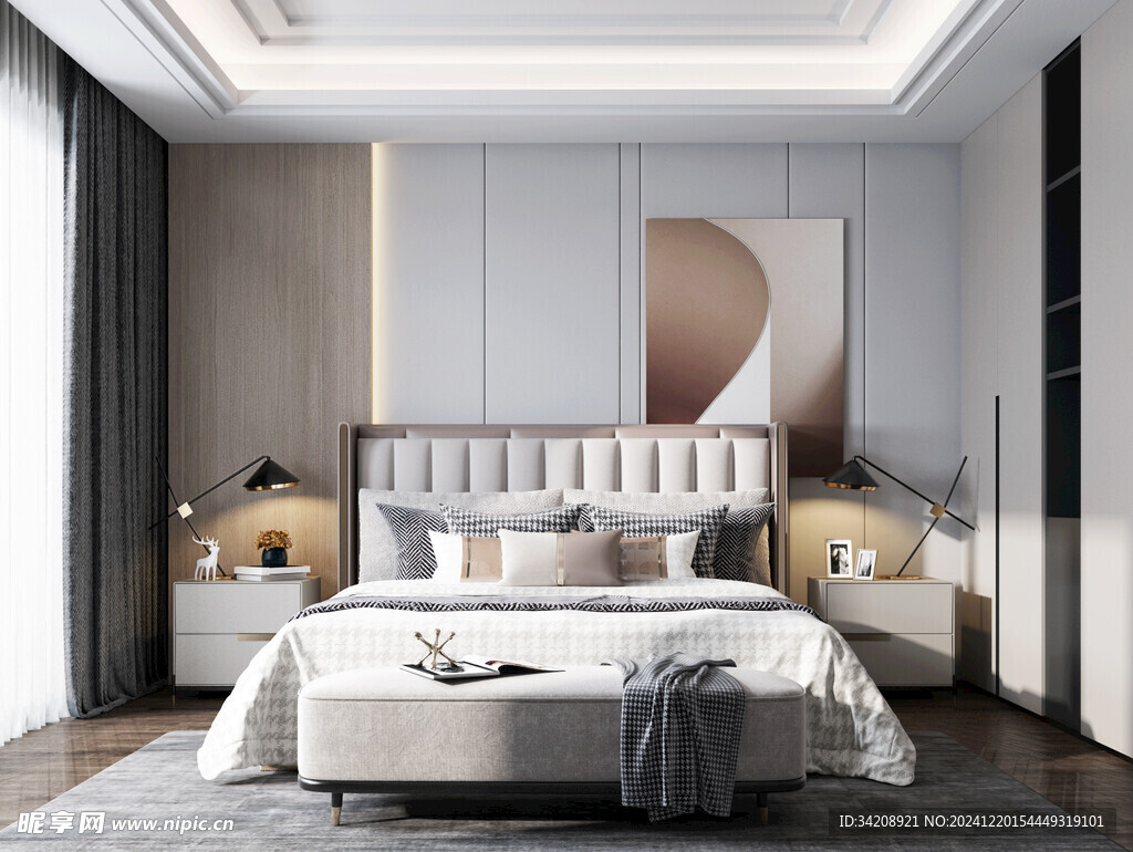 柜子硬装设计装修饰卧室软装现代