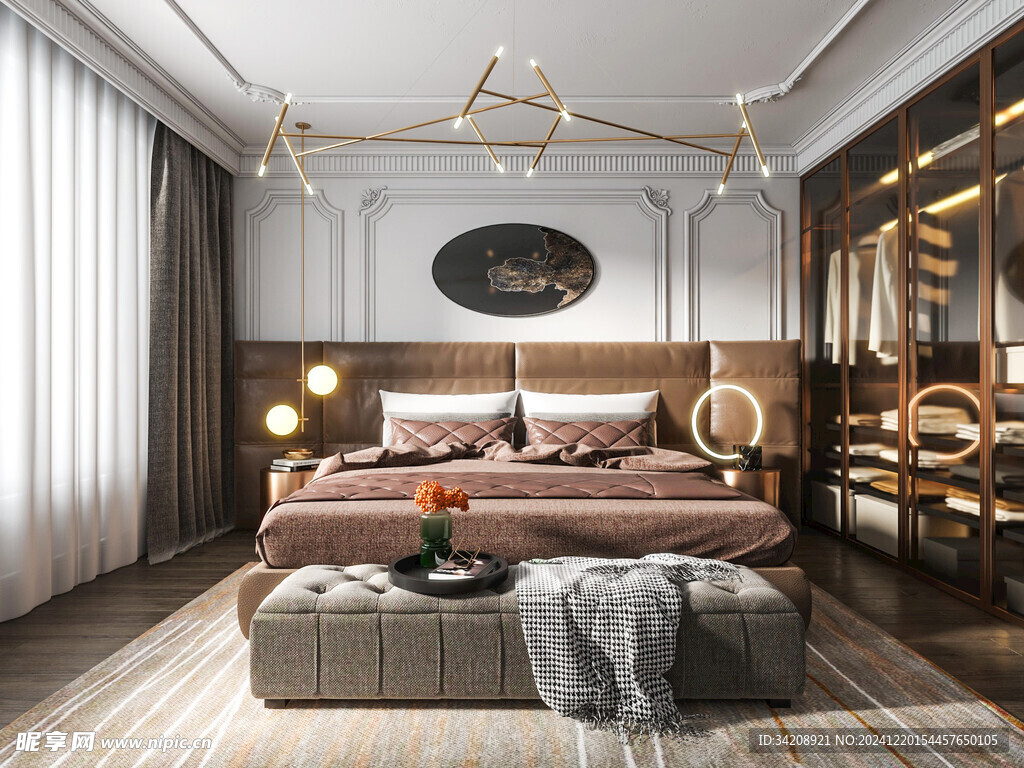 柜子硬装设计装修饰卧室软装现代