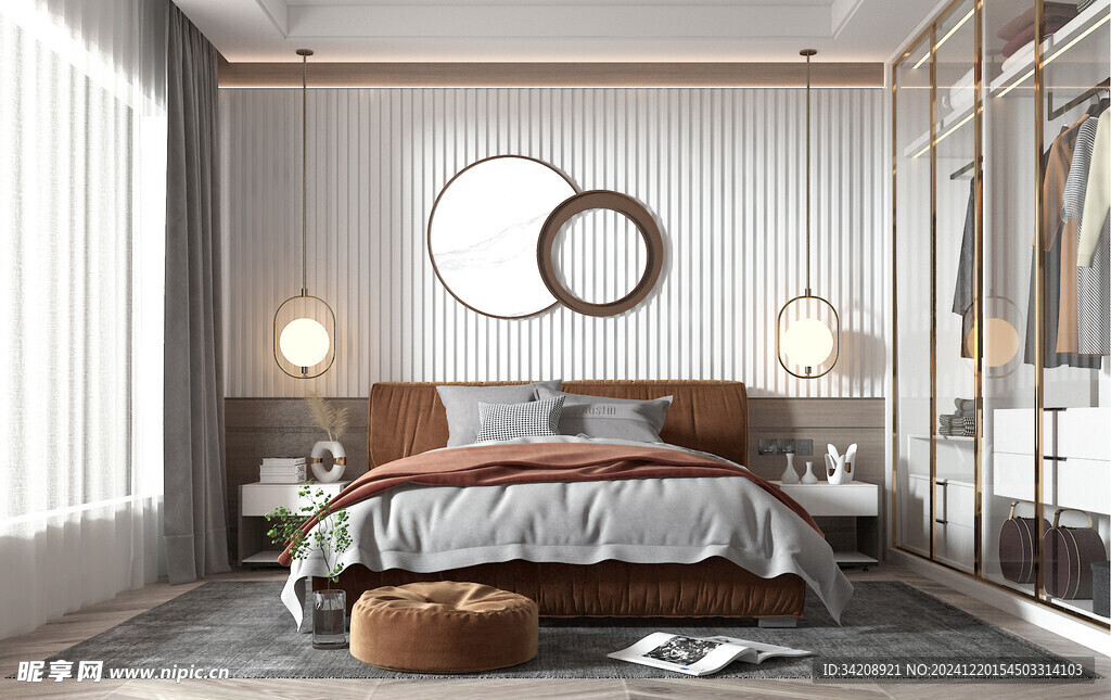 柜子硬装设计装修饰卧室软装现代